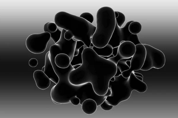 Figura Fluida Metabolismo Preto Gotas Fundo Escuro Fundo Abstrato Cor — Fotografia de Stock