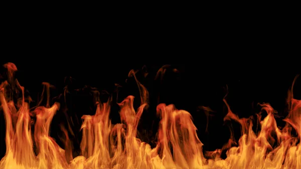 Brand Vlammen Een Zwarte Achtergrond Illustratie Van Vlam Hoge Resolutie — Stockfoto