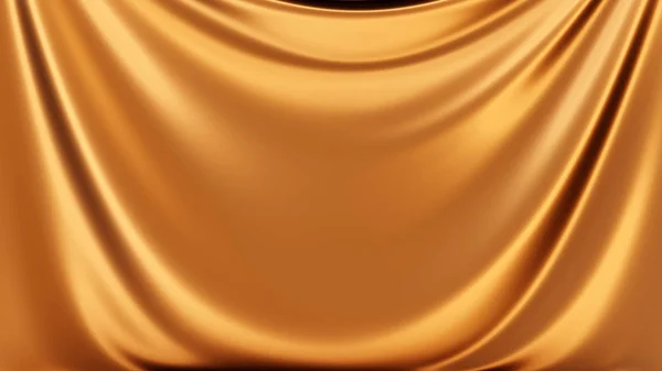 Golden Fabric Bronze Stage Silk Curtain Beautiful Horizontal Background High — Stock Photo, Image