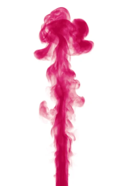白地にピンクの煙のストリーム 煙やインクのカラー イラスト — ストック写真