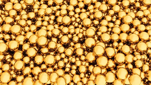 Metallic Golden Spheres Gold Balls Abstract Background Rendering Illustration High — Stock Photo, Image