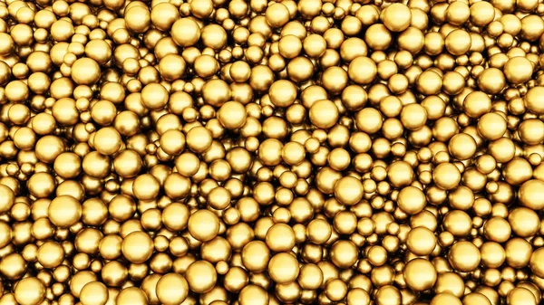 Esferas Metálicas Douradas Bolas Ouro Fundo Abstrato Ilustração Renderização Alta — Fotografia de Stock
