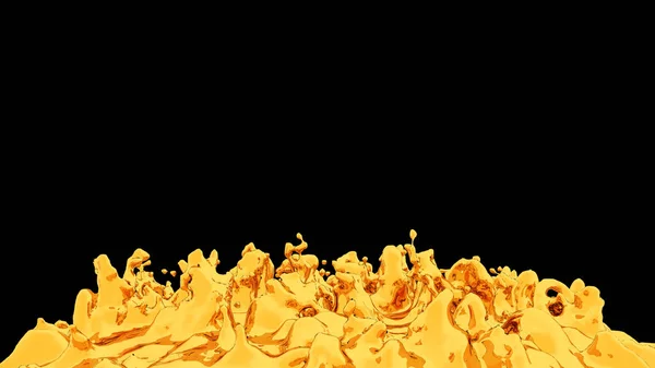 Розщеплення Золота Ізольовані Чорному Тлі Золота Фарба Або Гель Сплеск — стокове фото