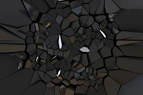 Σπασμένο Καθρέφτη Μαύρο Μαύρο Φόντο Αφηρημένη Πολυγωνικό Παραμόρφωση Μαύρη Επιφάνεια — Φωτογραφία Αρχείου
