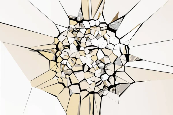 Broken mirror. Abstract polygonal background. Deformation mirror surface. 3d rendering illustration. High resolution.