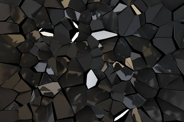 Törött Fekete Tükör Fekete Absztrakt Sokszögű Háttér Deformáció Fekete Felület — Stock Fotó