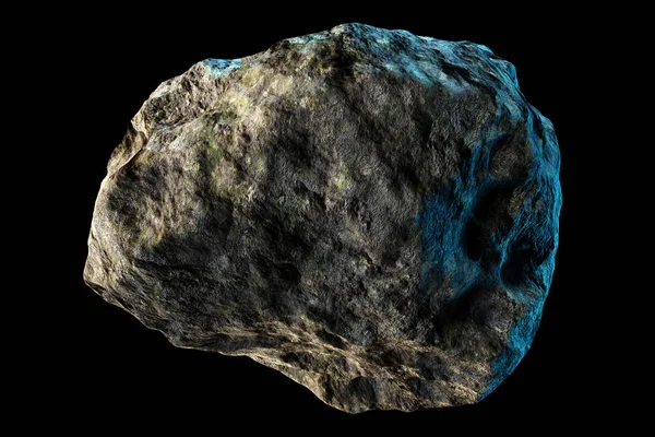 黒の背景に大きな小惑星 高解像度 レンダリング イラストレーション — ストック写真