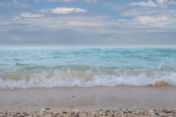 Playa Tropical Arena Con Cielo Azul Día Verano Para Día — Foto de Stock