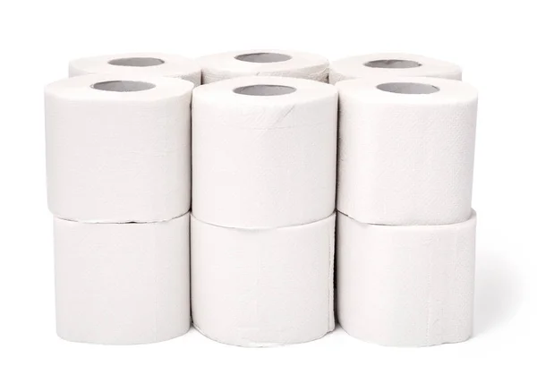 Чистий Білий Папір Рулонами Білому Тлі Туалетний Паперовий Рулон Білим — стокове фото