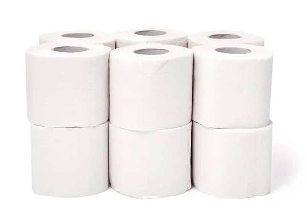 Limpar Rolos Papel Branco Sobre Fundo Branco Papel Higiênico Rolo — Fotografia de Stock