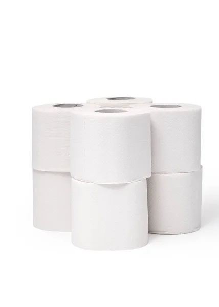Чистий Білий Папір Рулонами Білому Тлі Туалетний Паперовий Рулон Білим — стокове фото