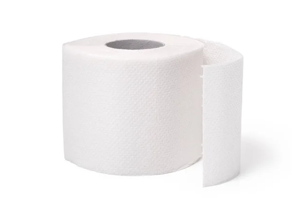 Schone Witte Papier Tegen Een Witte Achtergrond Roll Zacht Toiletpapier — Stockfoto