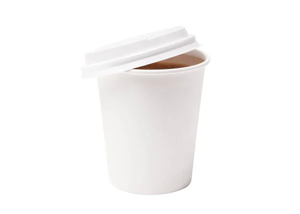 Кофе Вынос Чашки Изолированы Белом Фоне Ароматический Кофе Чашке Бумаги — стоковое фото