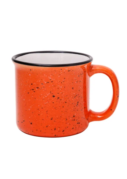 Oranje Keramische Mok Geïsoleerd Een Witte Achtergrond Oranje Cup Mok — Stockfoto
