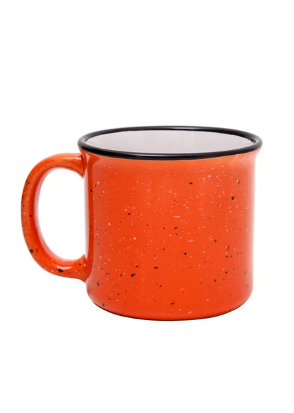 Oranje Keramische Mok Geïsoleerd Een Witte Achtergrond Oranje Cup Mok — Stockfoto