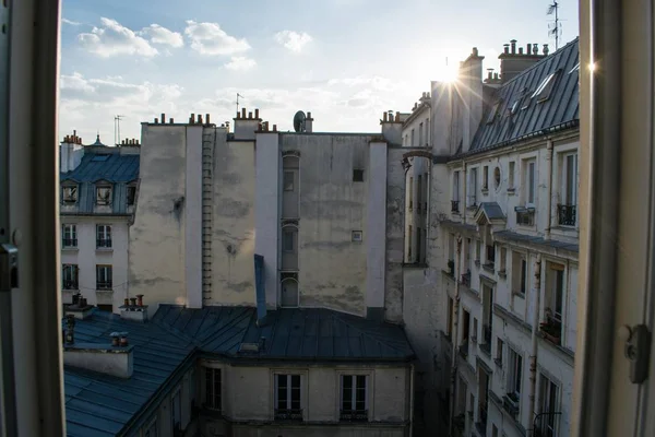Паризьких Житлових Будинках Старовинна Архітектура Парижа Красивий Фасад Типові Французькі — стокове фото