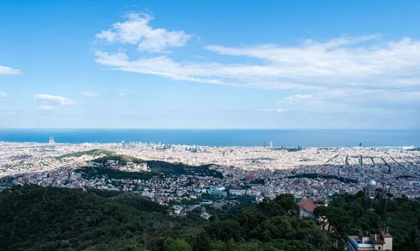 Panoramautsikt Över Barcelona Från Berget Tibidabo — Stockfoto