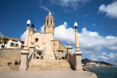 La iglesia de Sant Bartomeu y Santa Tecla Kilisesi Sitges, Garraf, Catalua, Espaa
