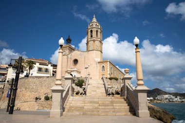 La iglesia de Sant Bartomeu y Santa Tecla Kilisesi Sitges, Garraf, Catalua, Espaa