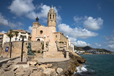 La iglesia de Sant Bartomeu y Santa Tecla Kilisesi Sitges, Garraf, Catalua, Espaa