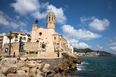 La iglesia de Sant Bartomeu y Santa Tecla Kilisesi Sitges, Garraf, Catalua, Espaa
