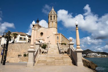 La iglesia de Sant Bartomeu y Santa Tecla Kilisesi Sitges, Garraf, Catalua, Espaa