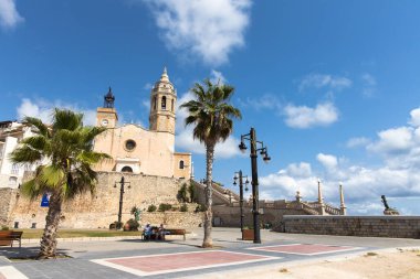 La iglesia de Sant Bartomeu y Santa Tecla Kilisesi Sitges, Garraf, Catalua, Espaa