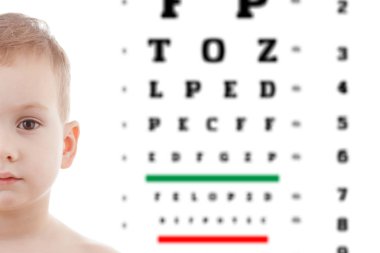 Beyaz çocuğun oftalmik test grafik arka planı