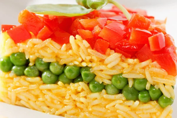 Comida Vegetariana Close Macro Salada Arroz Com Legumes Alimentação Saudável — Fotografia de Stock