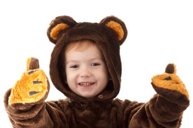 bebek oyuncak ayı kostümlü beyaz arka plan üzerinde izole