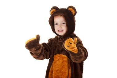 bebek oyuncak ayı kostümlü beyaz arka plan üzerinde izole