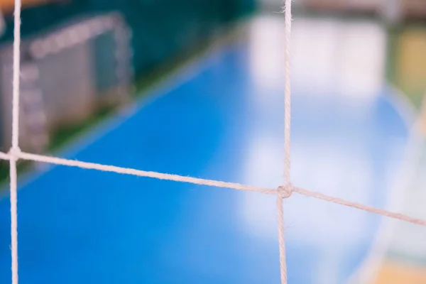 Fußball Defokussiert Torfeld Klein Futsal Ball Feld Der Sporthalle Halle — Stockfoto