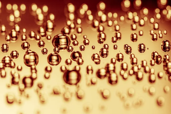 Ouro Água Dourado Gotas Sobre Fundo Abstrato Preto Macro Extremo — Fotografia de Stock