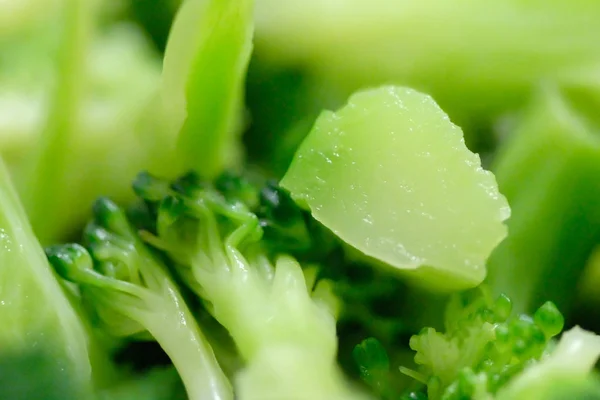 Close Van Groene Broccoli Gekookt Macro Plantaardige — Stockfoto