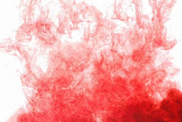 Sfondo Astratto Inchiostro Rosso Acqua Fotografato Movimento Goccia Colore Vorticoso — Foto Stock