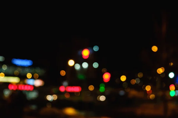 Notte Bokeh Luce Grande Città Astratto Sfondo Sfocatura — Foto Stock