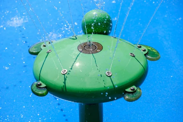 Hermosa Vista Las Fuentes Parque Con Reflejo Verde Azul Agua —  Fotos de Stock