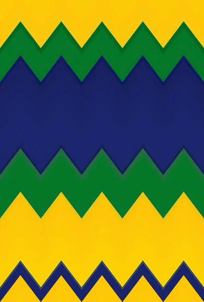 Chevron Sicksack Brasilien Flagga Mönster Abstrakt Konst Bakgrund Färg Trender — Stockfoto