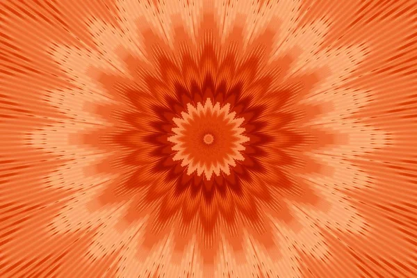 Fiore Arancione Modello Floreale Caleidoscopio Ornamento Sfondo Motivi Geometrici — Foto Stock