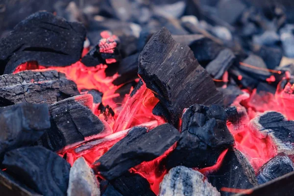 Charcoal Coal Fire Flame Background Hot Texture Ash — Stock Photo, Image