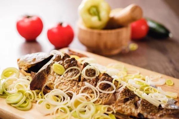 Comida Carpa Peixe Refeição Assado Crucian Frito Jantar — Fotografia de Stock