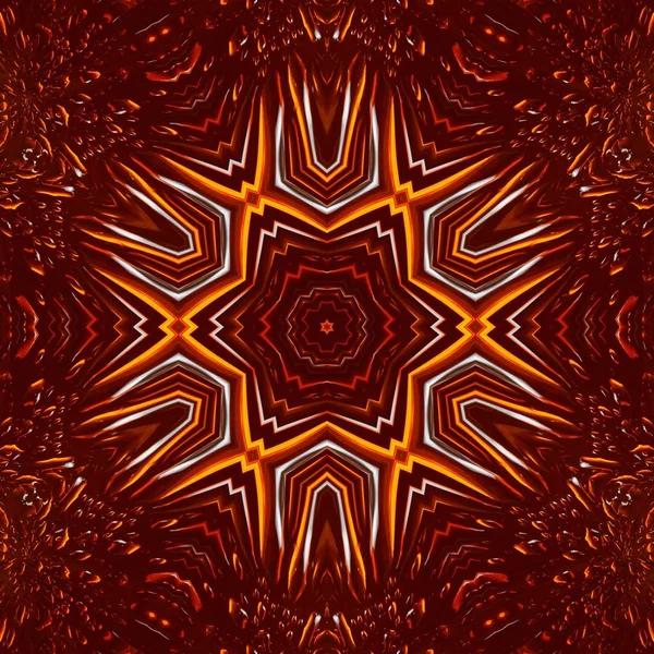 Amber Druppels Hars Patroon Caleidoscoop Abstracte Achtergrond Mandala — Stockfoto