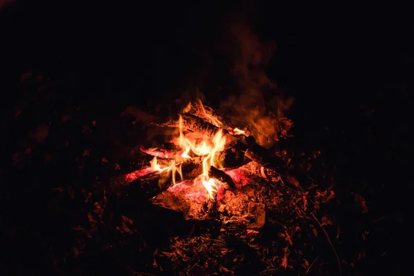 Lagerfeuer Lagerfeuer Nacht Feuer Flamme Brennen Hintergrund Heißes Licht — Stockfoto