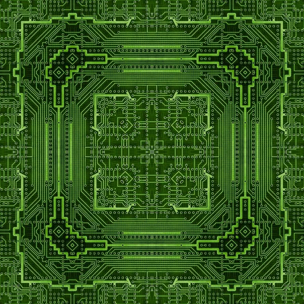 pcb printed circuit board pattern kaleidoscope background. motherboard hardware.