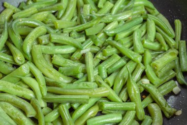 Gıda yeşil yemek sebze fasulye, kızarmış.