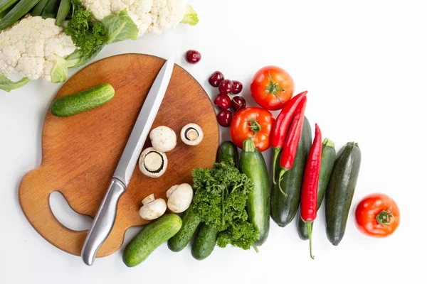 Овощи установить питание на белом фоне диеты, питания . — стоковое фото