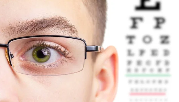 Zrak oftalmologie test a vize zdraví očí, optické tváře. — Stock fotografie