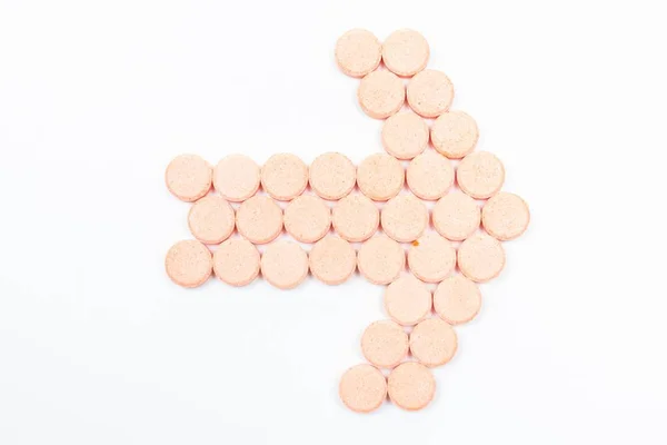 Geneeskunde pil op witte, medische tablet voorschrift, achtergrond zorg. — Stockfoto