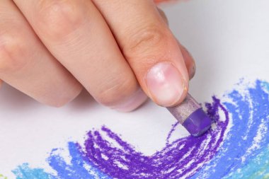 Sanat Kağıt arka plan ve çizim gökkuşağı, pastel tebeşir.