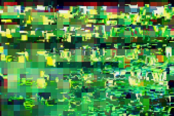 Glitch padrão de tela digital verde, abstrato . — Fotografia de Stock